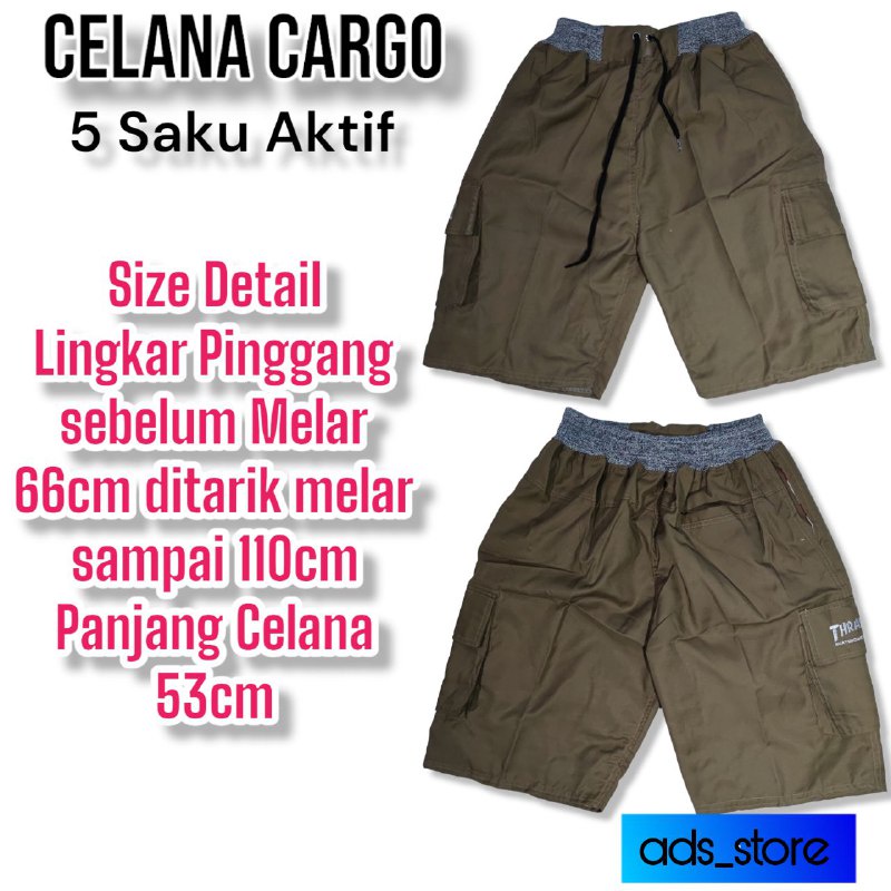 Celana Cargo Pendek Pria Rip Pinggang Karet THRASHER Katun