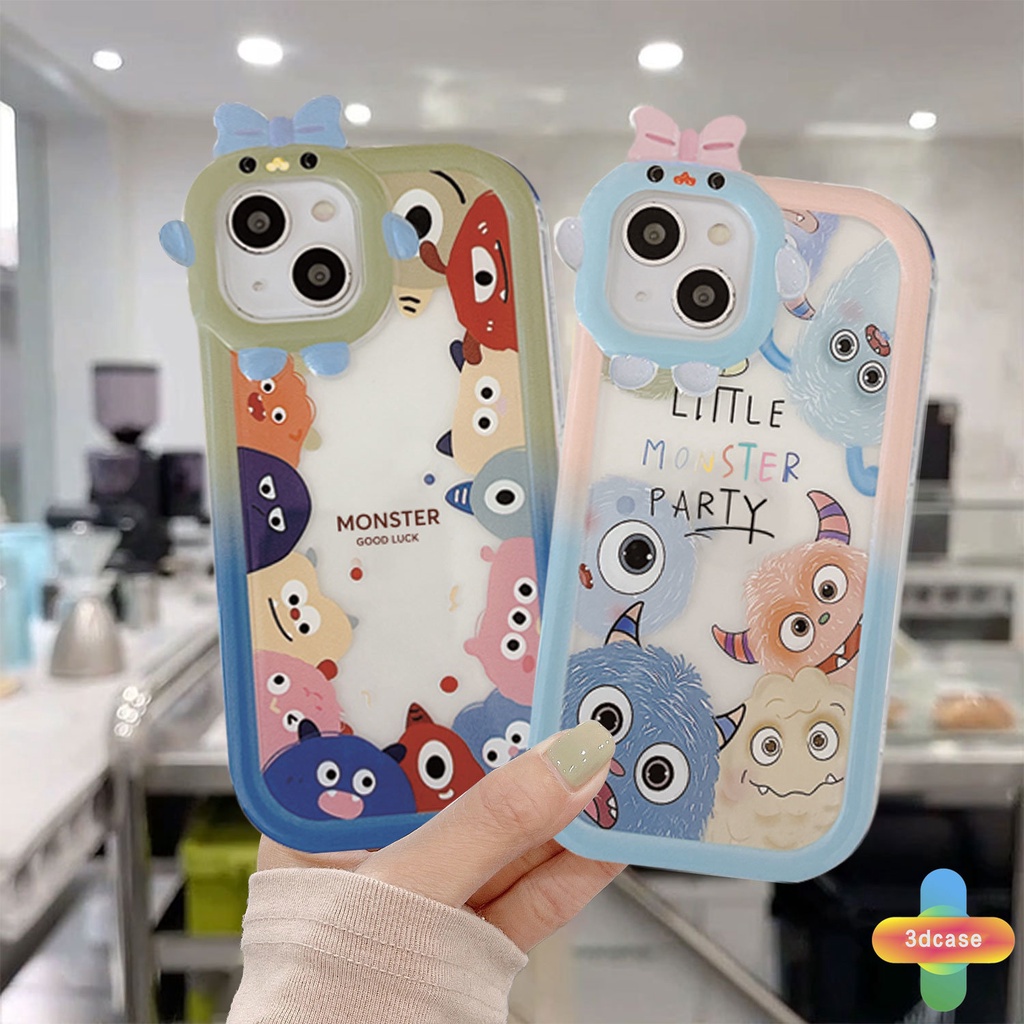 Soft Case Desain Kartun Monster Kecil 3D Untuk IPhone 11 12 13 14 PRO MAX 6 7 6S 8 14 Plus X XR XS MAX 11 12 13 Se 2020 6SPlus 7Plus 6Plus 8Plus 14Plus XSMAX