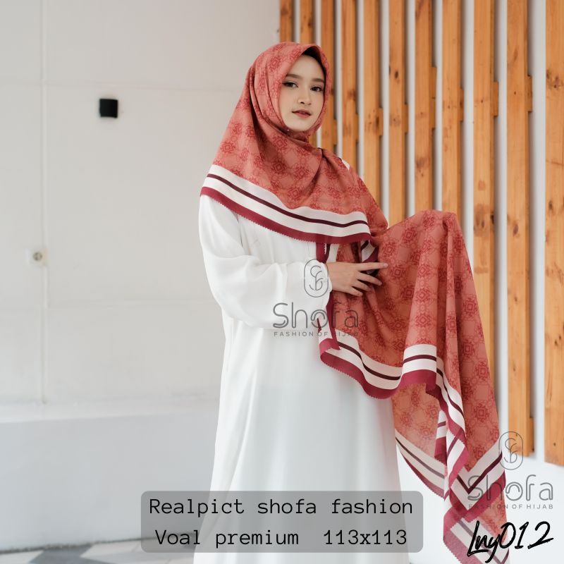 (LNY 012) Hijab jilbab kerudung segiempat voal motip premium lasercut scarf best seller