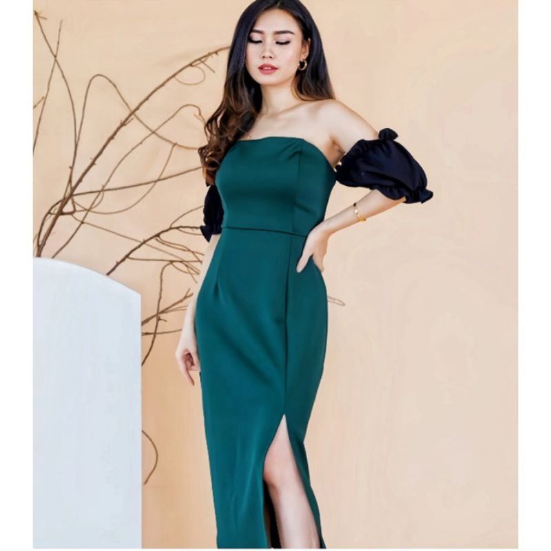 Sabrina Long Dress Slit Pesta korean Bodycone