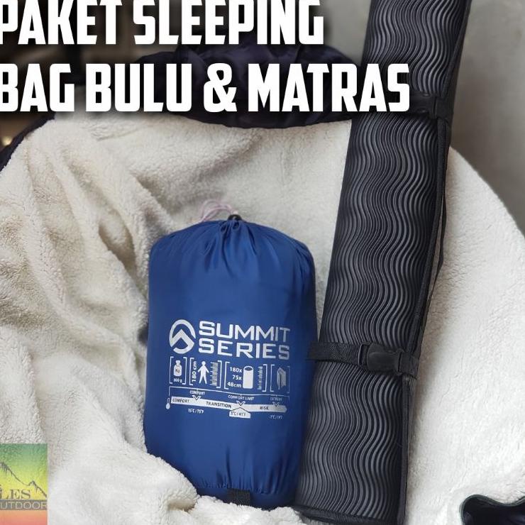 Pasti Hemat PAKET SLEEPING BAG BULU TEBAL &amp; MATRAS CAMPING + BANTAL ANGIN / PAKET SLEEPING BAG DAN MATRAS