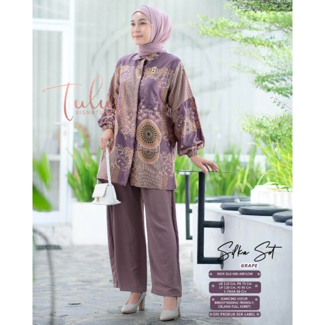 SILKA SET BY TULUS SIGNATURE / ONESET WANITA DIOR SILK PREMIUM / Setelan celana muslimah modern rekomended