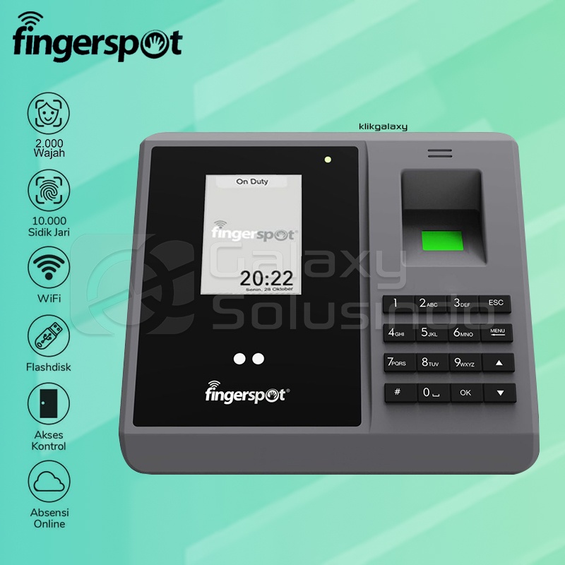 Fingerspot Revo Revo WF-206BNC Fingerprint Mesin Absensi - Paket LockDoor Pintu Kaca+Frame Alumunium