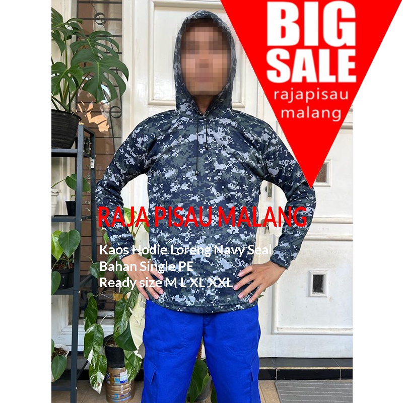 COD(BAYAR DITEMPAT) Kaos Hoodie loreng digital navy seal Bahan PE