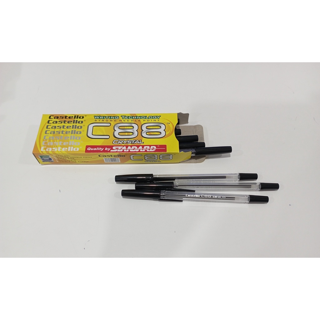 

Pulpen STANDARD Castello C88 Crystal 0.5 mm Semi Gel Tinta Hitam Isi 12 pcs