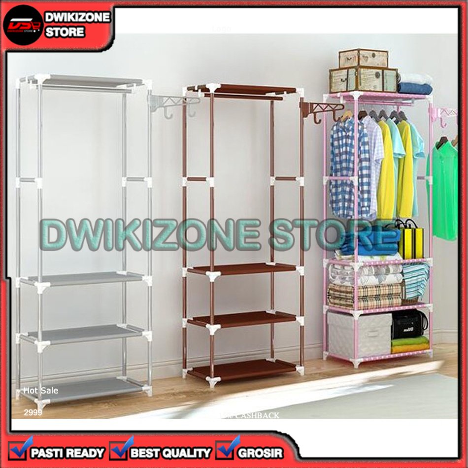 [DZS] SQUARE STAND HANGER GANTUNGAN BAJU BERDIRI GANTUNG PAKAIAN STAINLESS RAK SERBAGUNA