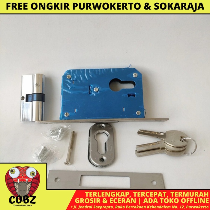 CRD Slot Body Kunci Pintu Geser Lidah Mekar Sliding Door Set