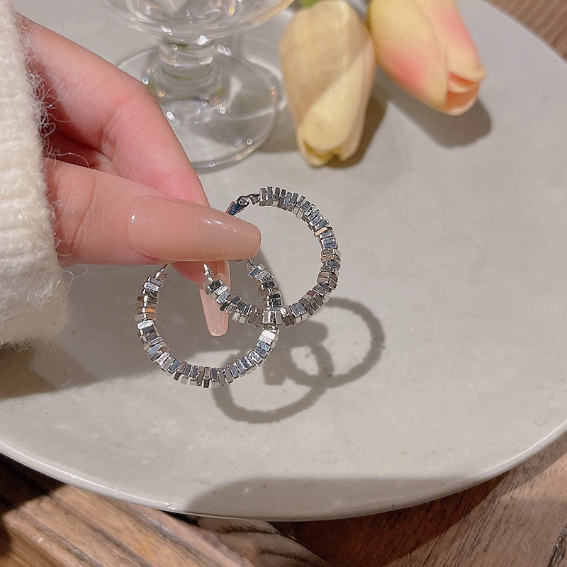 925jarum Perak Jarum Sederhana Berlebihan Anting-Anting fashion Wanita Anting hoop