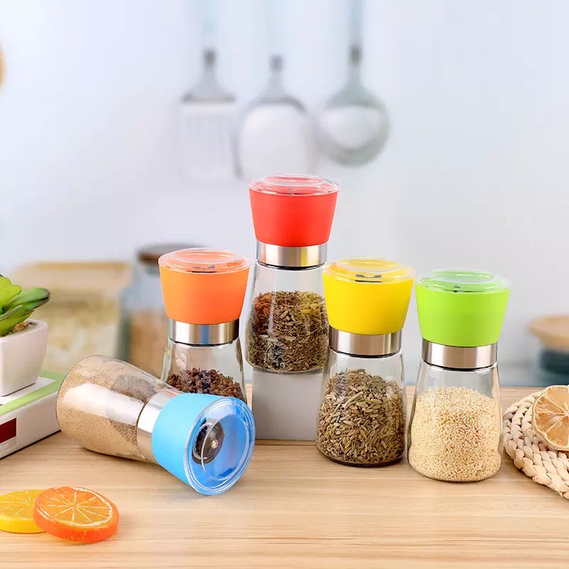 GRINDER LADA MERICA MANUAL Botol bottle kaca Penggiling Bumbu Spice Merica Pepper Manual Hand Grinder / Alat Penggiling Lada Manual Glass Pepper Grinder