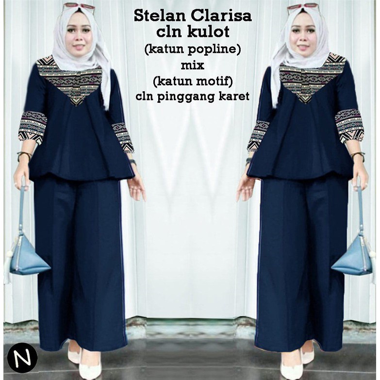 PIK - Setelan Kulot Clarisa XL(9033), XXL(9520), 3XL(9817)/ Pakaian Muslim/ Setelan Muslim/Fashion Wanita