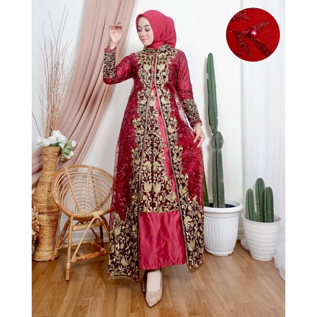 GAMIS KHARISMA // BAHAN TILLE BORDIR MUTIARA MIX SATIN VELVET // BAJU PESTA // BAJU WISUDA // KEBAYA MODERN // By Pelangi Jaya