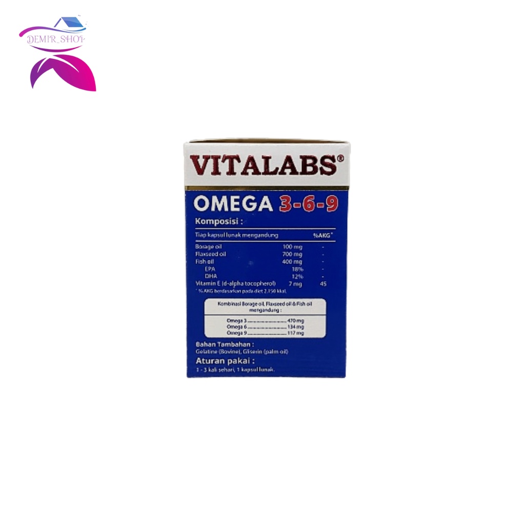 Vitalabs Omega 3-6-9 Botol 30 Kapsul Menjaga Kesehatan Jantung