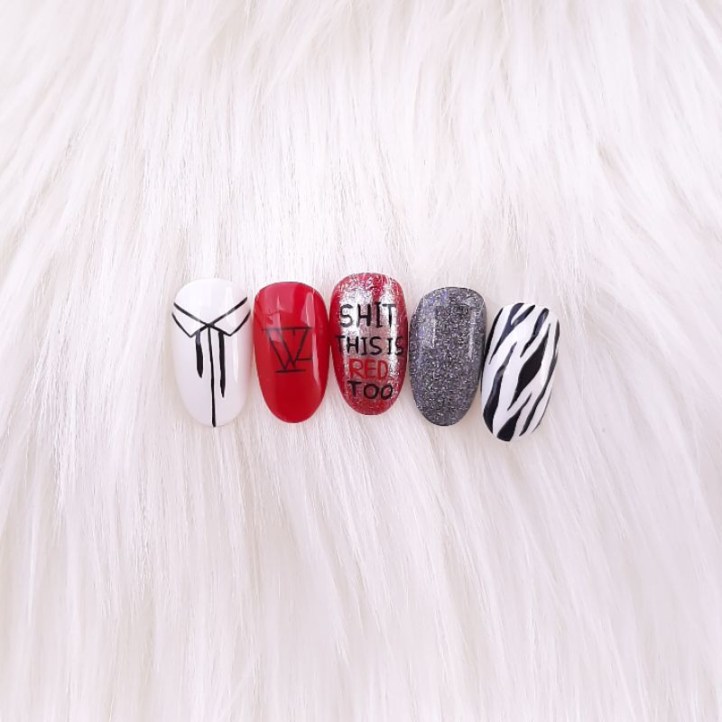 Seventeen Woozi Ruby Nails / Kpop Nails / Custom Fake Nails / Press-on Nails