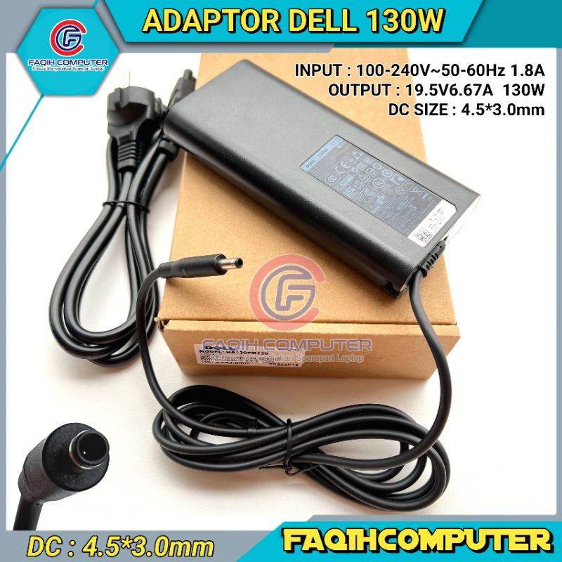 Adaptor Charger Original Laptop Dell XPS 15 7590 9530 9560 19.5V-6.67A 130W (4.5x3.0mm) ORIGINAL