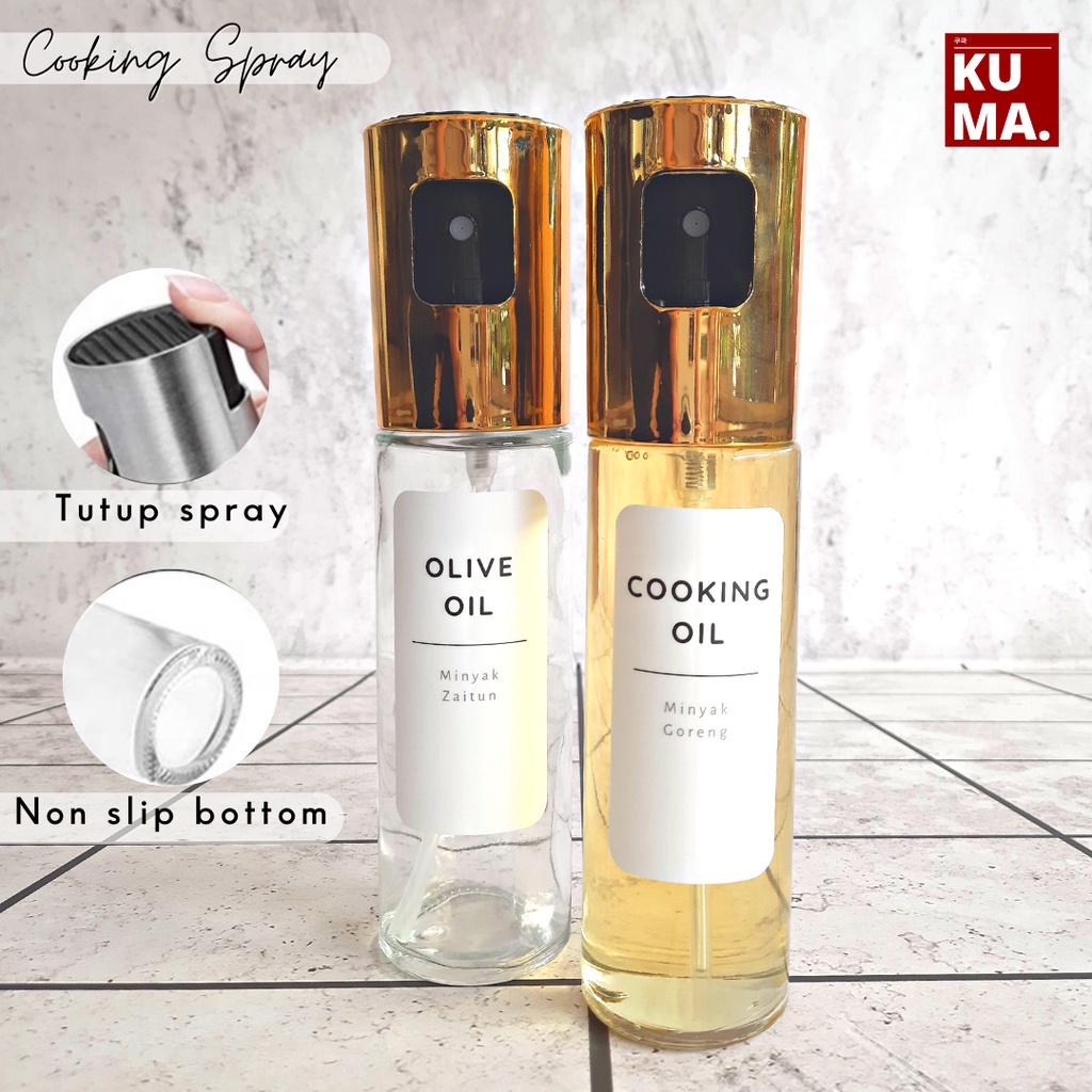 KUMA Botol Minyak Spray Kaca 100ml Oil Bottle Dapur Semprot 100 ml Olive Oil Sprayer Mist Stainless Steel Air Fryer BBQ