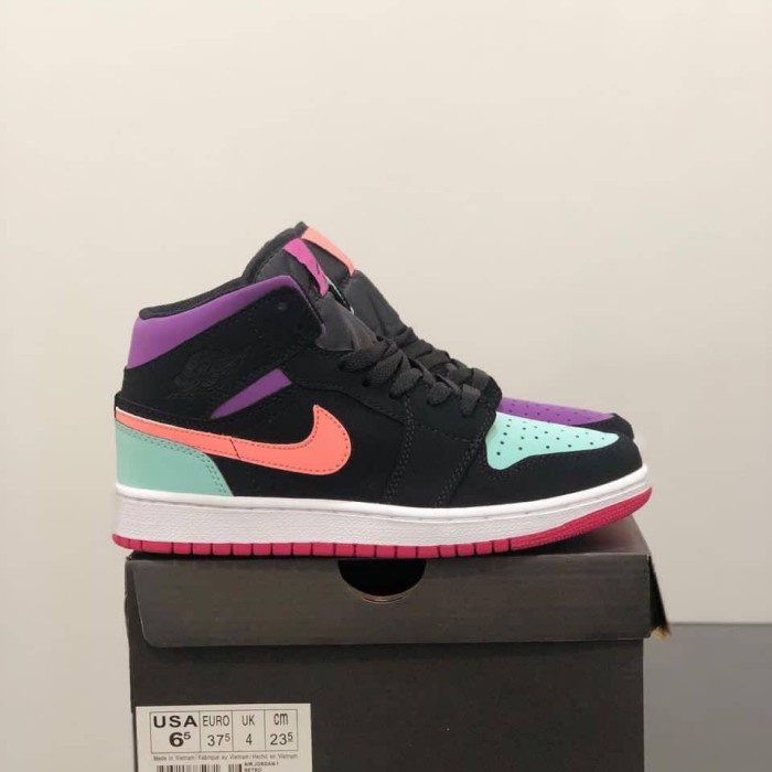 Sepatu Pria/Wanita Nike Air Jordan 1 Mid Multicolor Candy Women Premium Original 36 Sneakers Harian 