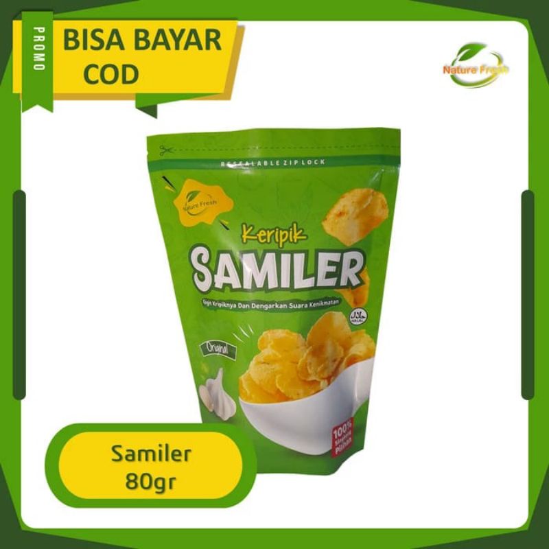 

Keripik Samiler " Natur Fresh 80 gram" Rasa Original Manis Asin