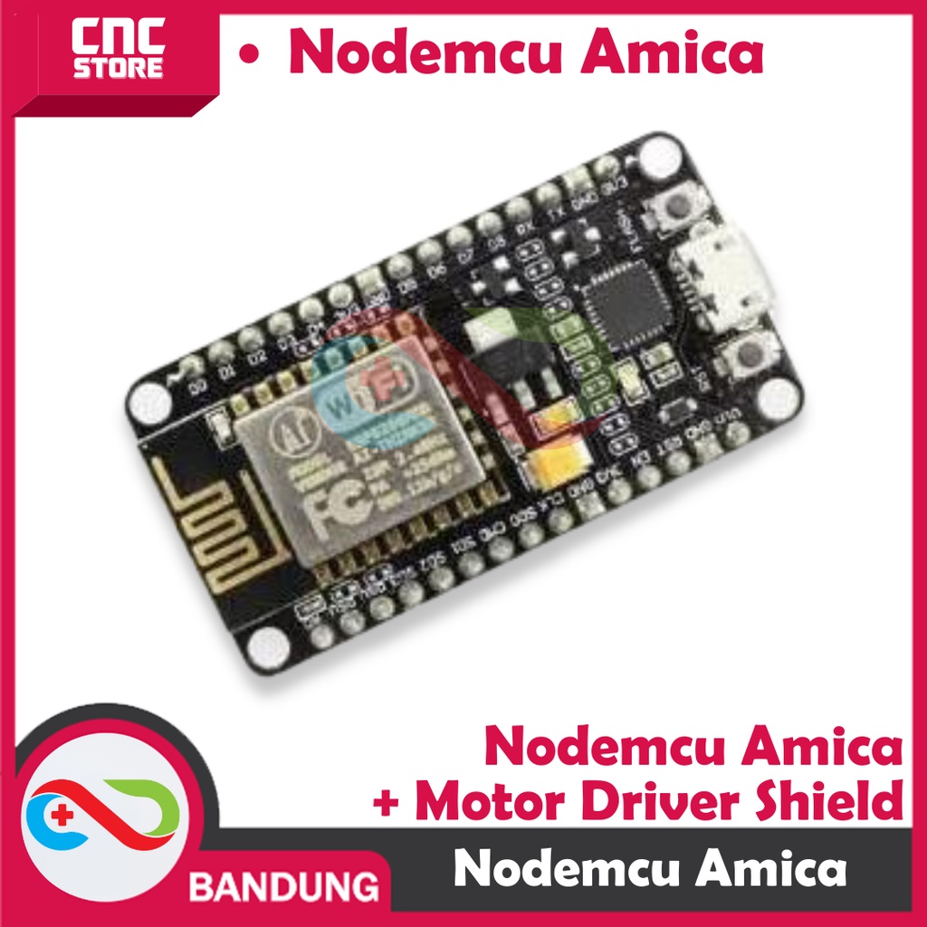 NODEMCU AMICA LUA WIFI V3 4MB 32MBITS FLASH ESP8266 WITH BASE PLATE L293D