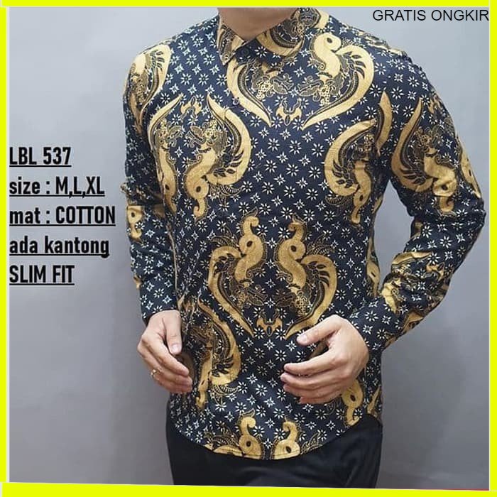 KEMEJA PRIA BATIK LENGAN PANJANG HEM BAHAN KATUN HALUS 40S LBL 537 BAJU MODERN MEWAH SLIMFIT SLIM FIT BY JAKARTA