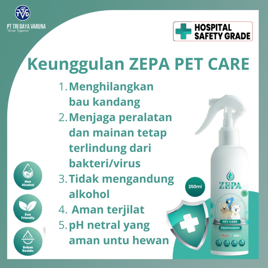 Zepa Pet Care DISINFEKTAN Spray Anti Bakteri Virus Jamur Kandang Hewan