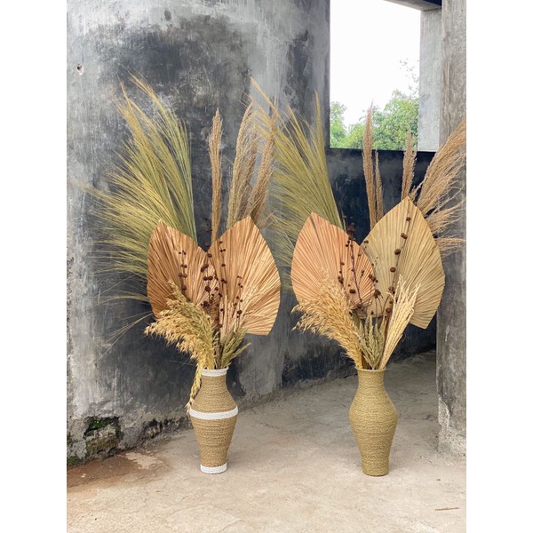 Paket Bunga Kering Sudut Ruangan + Guci 40cm