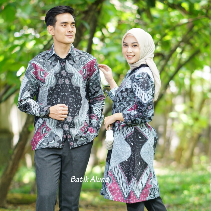 Batik Couple Pasangan Modern Lengan Panjang Bahan Katun Premium Atasan Batik Wanita Kapel BY FASHION BATIK ALUNA