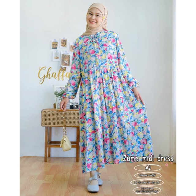 ZUMA MIDI #2 DRESS ORIGINAL GHAFFA THE LABEL // Gamis Midi Viscose Uniqlo Jumbo Best Seller