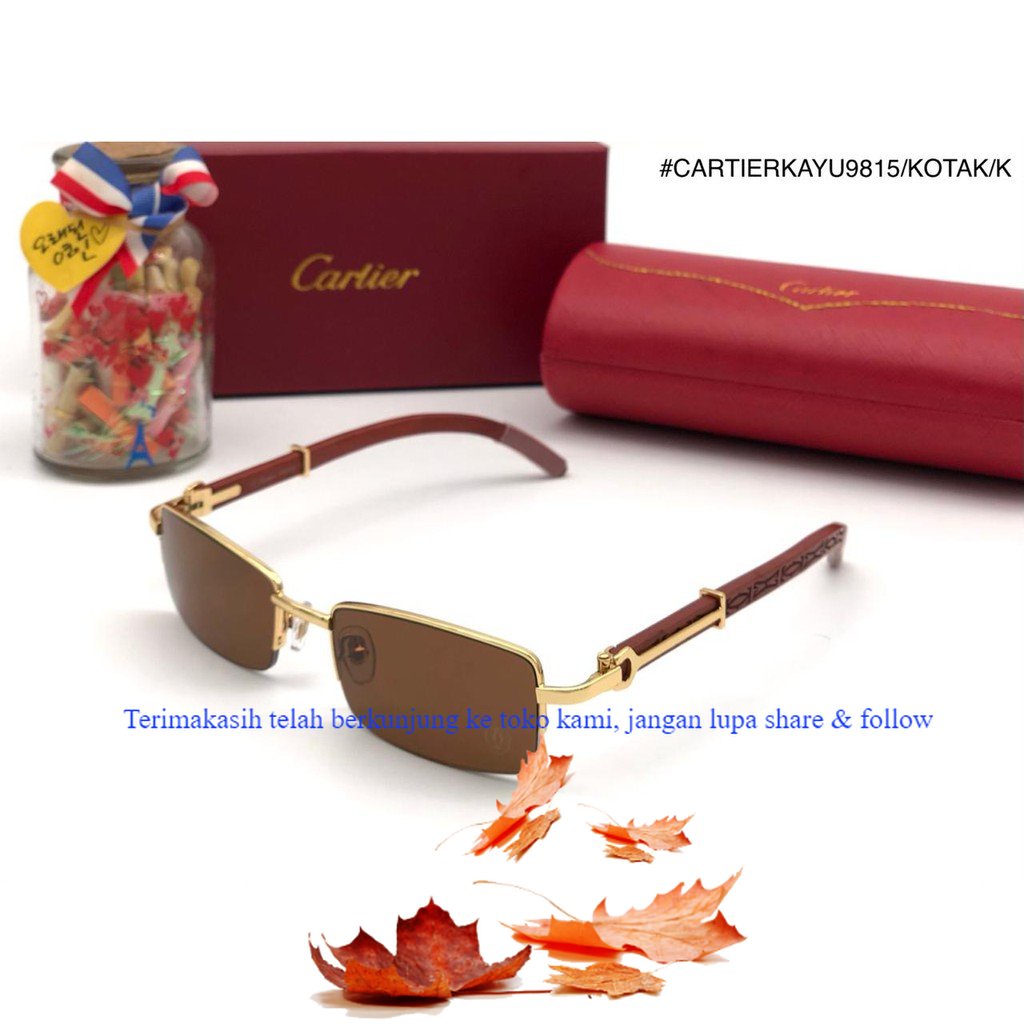 Kacamata Pria Cartier fashion KAYU KOTAK 9815 FULLSET