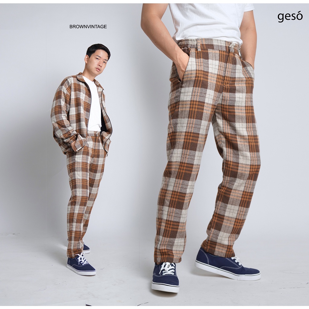 Geso x Seeing Peace - Celana Panjang Tartan Flanel