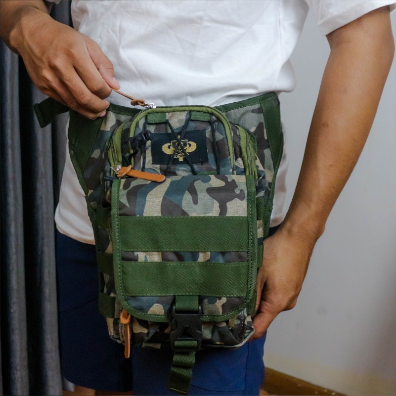 Tas Salempang Pinggang Tas Paha Mini Loreng Tentara