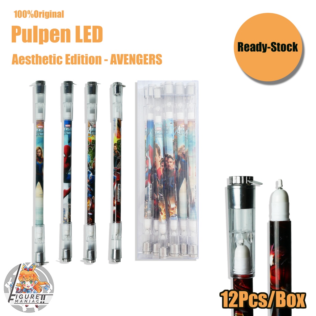 Spinning Pen - Pulpen Putar Plastik Aesthetic Edition Superhero Balance Lampu LED Murah Diskon Berubah Warna