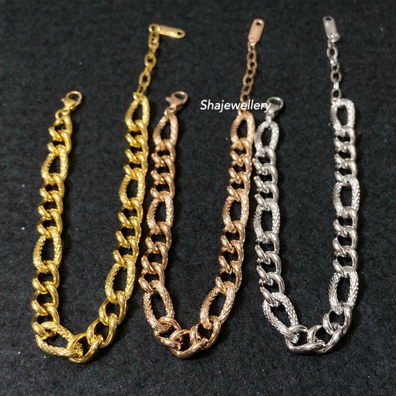 Gelang Titanium Rantai Lapis Emas