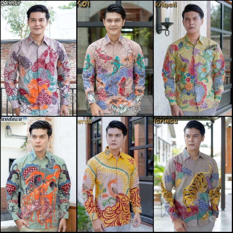 Batik Pria Tulis Tanahan Lengan Panjang Katun Primis Lapis Trikot