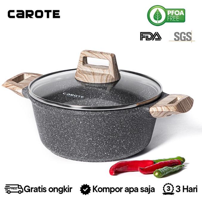 Carote Essential Woody Panci Anti Lengket Casserole Batu Granit