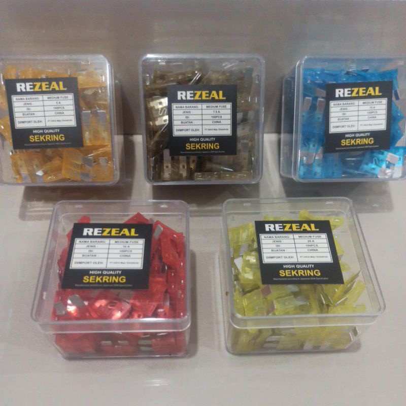 100 PCS REZEAL FUSE SEKRING TANCAP BESAR MOTOR MOBIL 5A 7,5A 10A 15A 20A