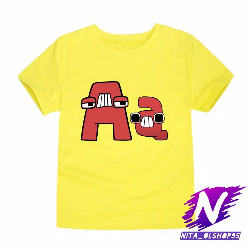 kaos alphabet lore A baju anak huruf alphabet