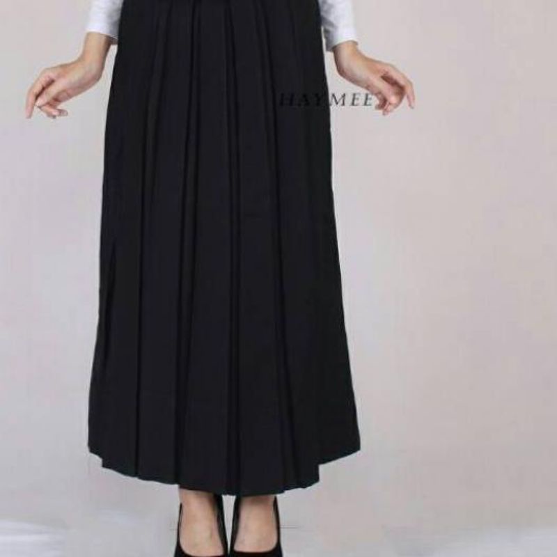 Rok Plisket Semi Wol -Rok Kerja Wanita Formal Model Rempel - Rok Terda Skirt Wood