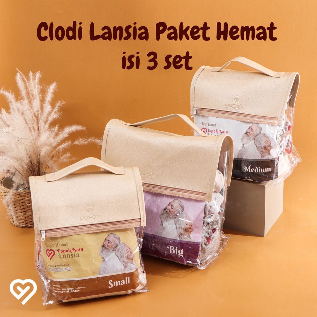Paket Hemat Clodi Yuspin Lansia Antibacterial Silver Plus Model Snap atau Popok Kain Model Kancing U