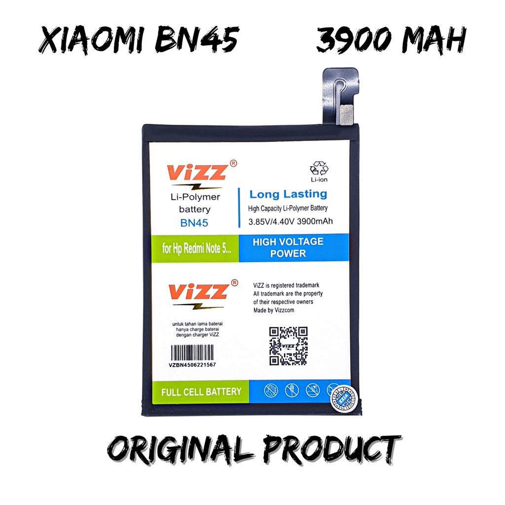 Vizz Baterai Xiaomi BN45 Batre Redmi Note 5 / Note 5 Pro / Note 6