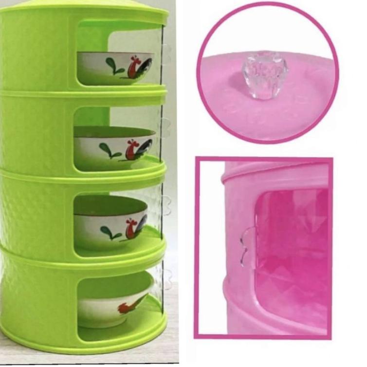 Siap Kirim Tudung saji 4 susun ELCO / Food Cover 4 Layer / Tudung Saji Viral Diamond 4 susun Random 