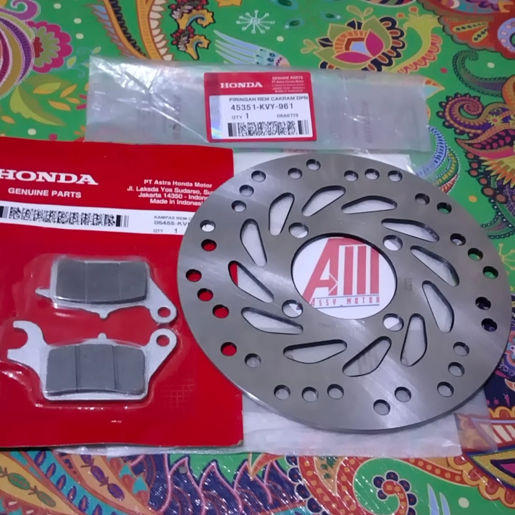 KVB/KVY Piringan Cakram Depan+Kampas Rem Honda Vario 110, Vario Techno 110, Scupy, Spaccey, Asli Ori