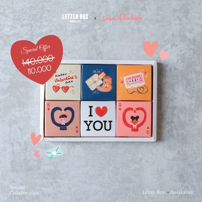 

[BEST SELLER] Hadiah Coklat Valentine - Letter Box Chocolate Valentine's Day 3x2 - SET C