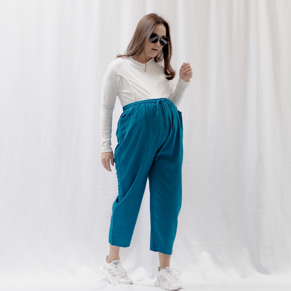 Bajuboo Yomi - Baggy Pants Linen Rami Premium Full Karet Bumil Friendly (HANYA CELANA)