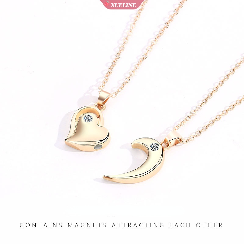 1pasang fashion glossy Cinta Pasangan Kalung I love you sucker necklace Desain niche Sederhana Kalung Hari Valentine [ZXL]