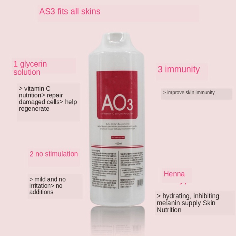 【AS1 AO3 SA2-400ml】Serum Hydra Facial Dan Oxygen Spray/Cairan Hydra Serum/Solusi Nutrisi Untuk Mesin Gelembung Oksigen Kecil