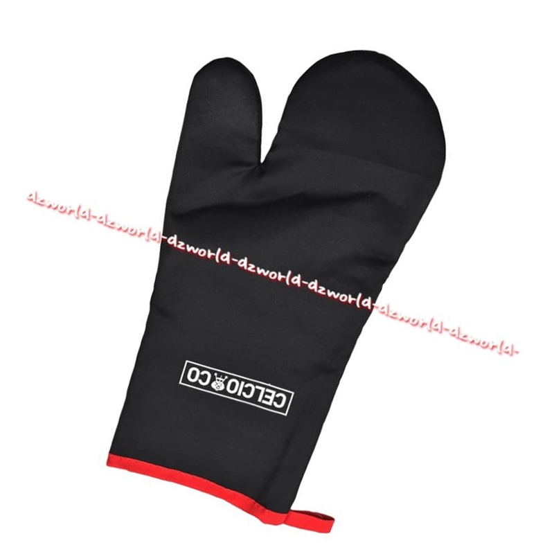 Celcio &amp; Co Sarung Tangan Untuk Saat Bbq Oven Memanggang Panggangan Hitam BBQ Gloves Black Barbeque Glove Hitam Celcio Co Cecio Sarungtangan Tebal