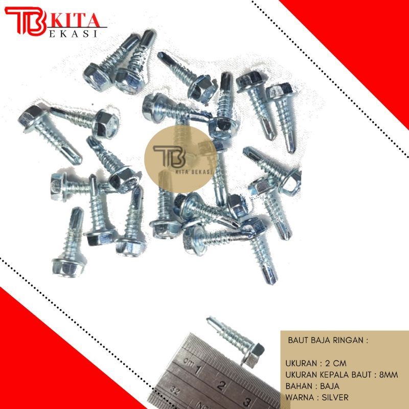 BAUT BAJA RINGAN 10x19 (2 cm)/ BAUT ROOFING 10x19 (2cm) / SEKRUP BAJA RINGAN 2 CM/ SEKRUP RUFING 2 C
