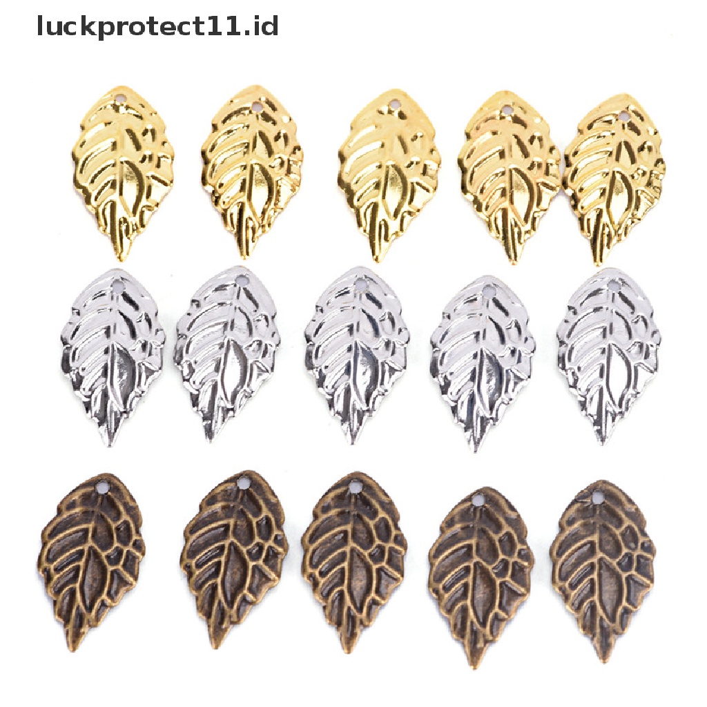 /Fashion Hot// Fashion// Fashion 50 Pcs Daun Kerawang Kerajinan Logam Perhiasan DIY Aksesoris Liontin.