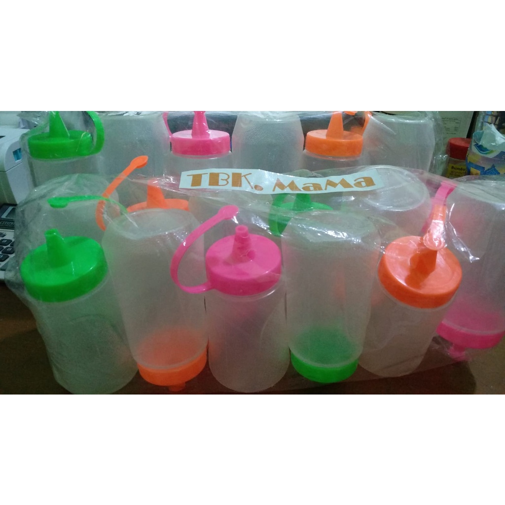 Botol Kecap Plastik Bening Lengkap Penutup