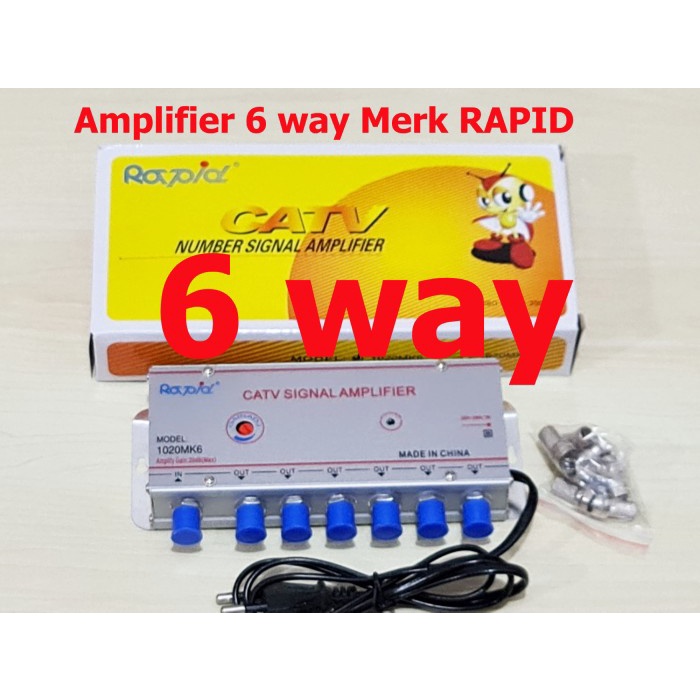 RAPID 6 SPLITER BOOSTER 20DB ANTENNA CATV SIGNAL AMPLIFIER TV 1020MK6